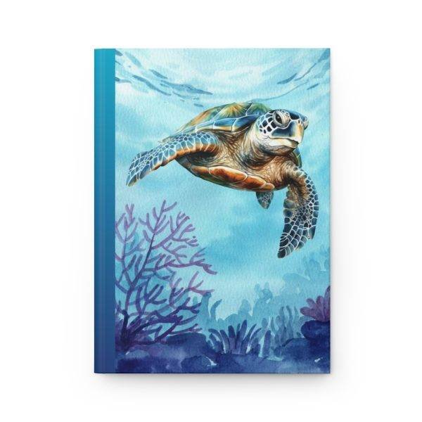 Watercolor Sea Turtle: Ocean Theme Blank Lined Hardback Journal