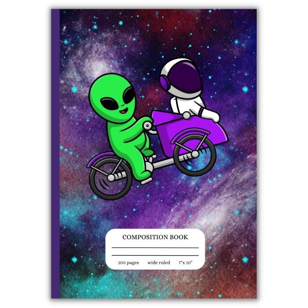 Alien and Astronaut Friends Wide Ruled Notebook