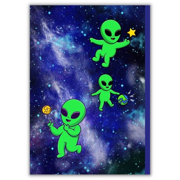 Alien and Astronaut Friends Wide Ruled Notebook