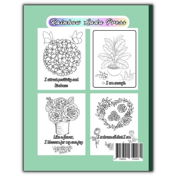 Mom Flowers Affirmations Coloring Book Back Cover
