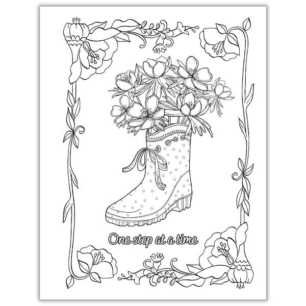 Mom Flowers Affirmations Coloring Book Page2