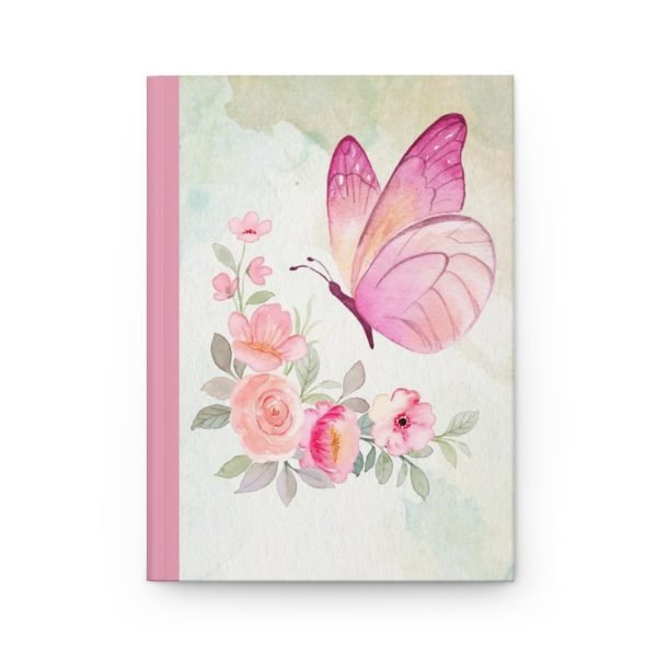 Vintage Watercolor Butterflies and Flower: Blank Lined Hardcover Journal