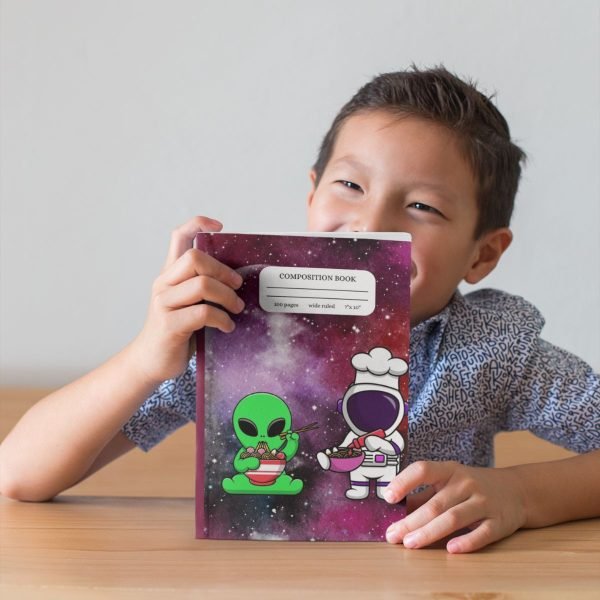 Alien And Astronaut Wide Ruled Blank Notebook