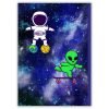 Alien and Astronaut Friends Wide Ruled Notebook