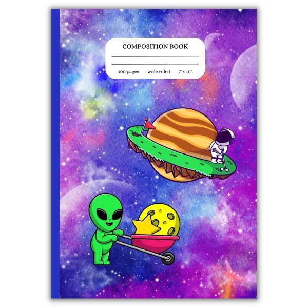 Alien and Astronaut Friends Wide Ruled Notebook
