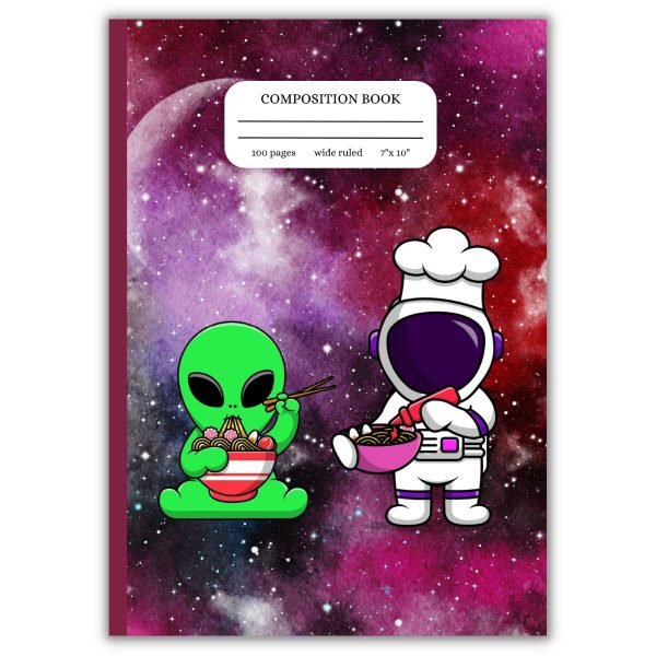 Alien and Astronaut Friends Wide Ruled Notebook