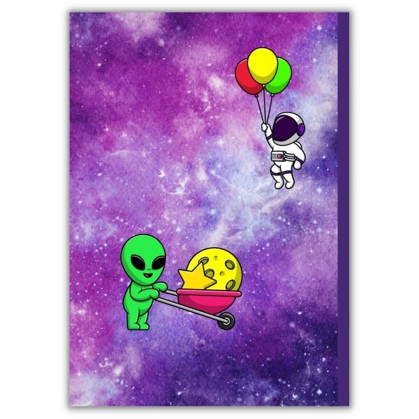 Alien and Astronaut Friends Wide Ruled Notebook